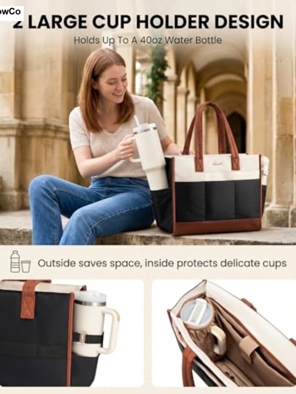 LOVEVOOK 15.6" Laptop Tote Work Bag with Cup Holder - Picture 2 of 5